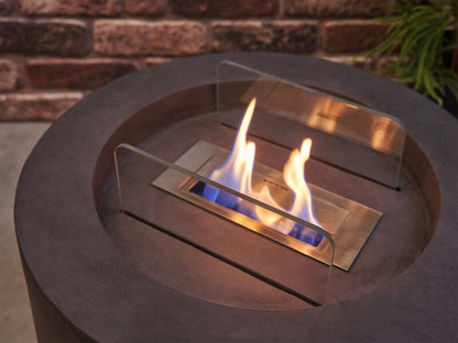 Field & Flame Acacia Bio Ethanol Fire Pit in Dark Concrete Grey