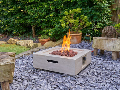 Field & Flame Mazus Gas Fire Pit in Travertine
