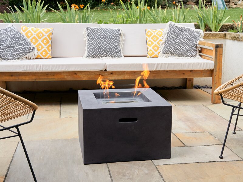 Field & Flame Cassia Bio Ethanol Fire Pit in Dark Concrete Grey