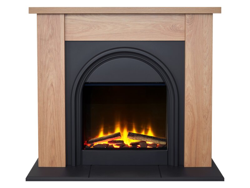 Adam Burlington Electric Fireplace Suite in Oak & Charcoal Grey, 44 Inch