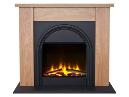 Adam Burlington Electric Fireplace Suite in Oak & Charcoal Grey, 44 Inch