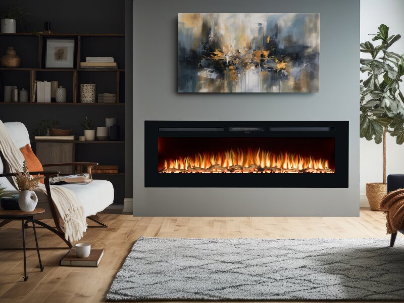 Adam Orlando Inset / Wall Mounted Electric Fire, 60 Inch