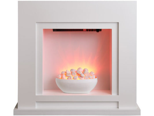 Sureflame Mondrian Electric Fireplace Suite in White 10982