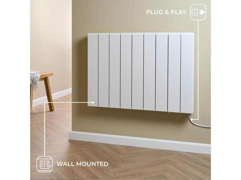 Adam Samson 2000W Dual Heating Electric Radiator in White with Smart WiFi Control