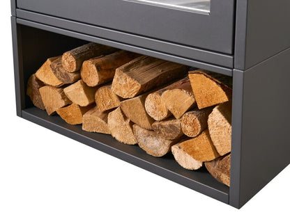 OKO S6 Bio Ethanol Stove with Log Storage in Charcoal Grey