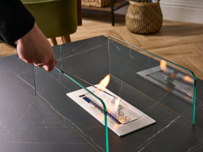 Acantha Castellon Bio Ethanol Coffee Table in Black Marble Effect