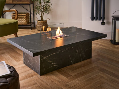Acantha Castellon Bio Ethanol Coffee Table in Black Marble Effect