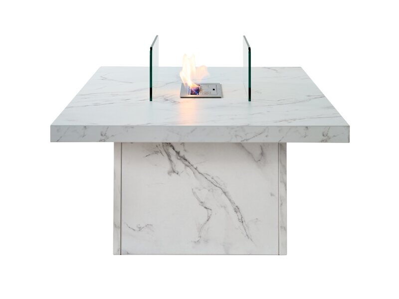 Acantha Castellon Bio Ethanol Coffee Table in White Marble Effect