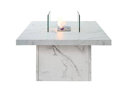 Acantha Castellon Bio Ethanol Coffee Table in White Marble Effect