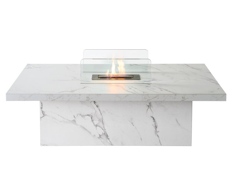 Acantha Castellon Bio Ethanol Coffee Table in White Marble Effect