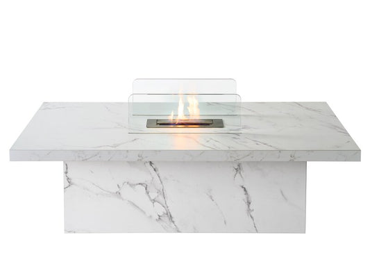 Acantha Castellon Bio Ethanol Coffee Table in White Marble Effect
