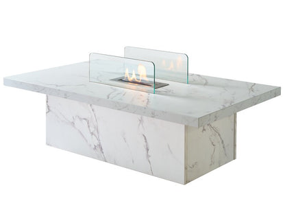Acantha Castellon Bio Ethanol Coffee Table in White Marble Effect