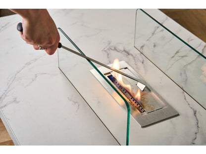 Acantha Castellon Bio Ethanol Coffee Table in White Marble Effect