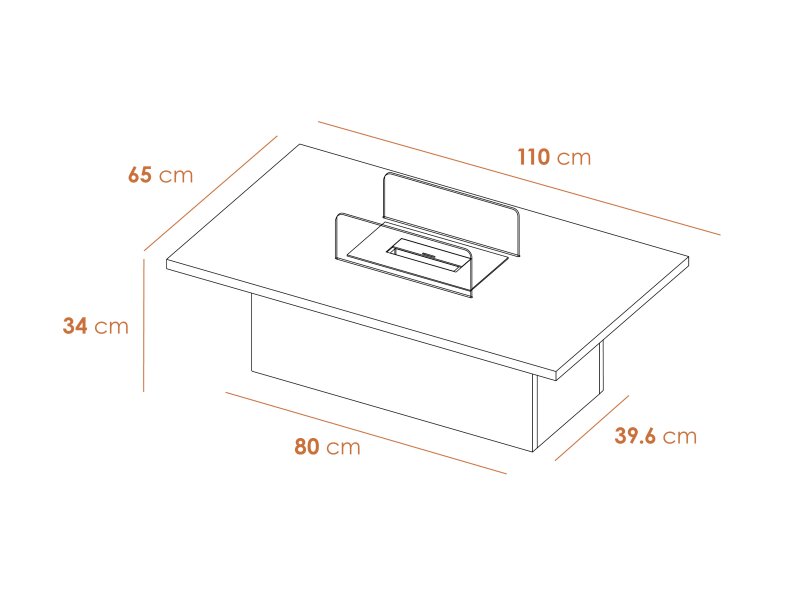 Acantha Castellon Bio Ethanol Coffee Table in Slate Effect