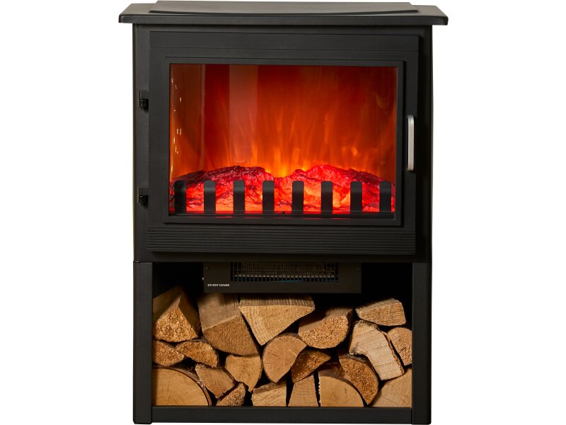 Sureflame Marlow 3-Sided Electric Stove with Log Storage in Black