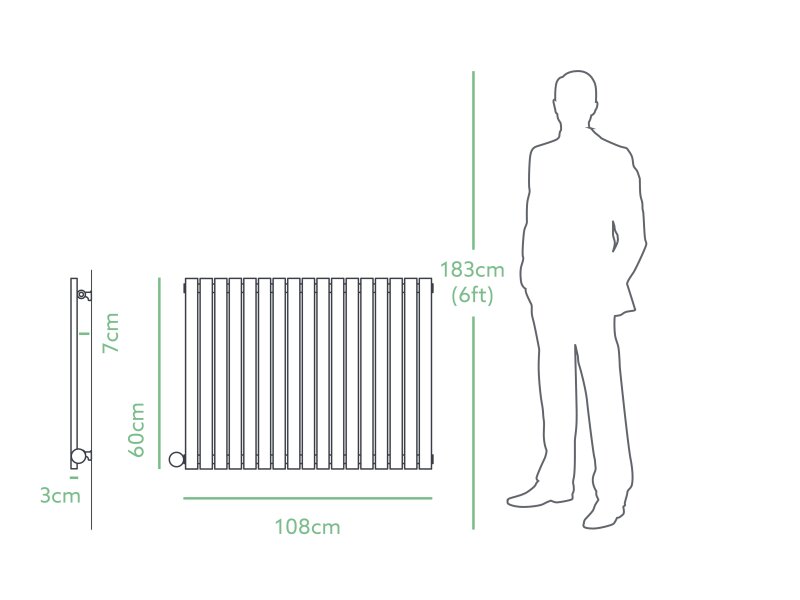 Eden Teppra 1200W Electric Column Radiator in White 600 x 1080mm