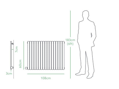 Eden Teppra 1200W Electric Column Radiator in Anthracite with Smart WiFi Control, 600 x 1080mm