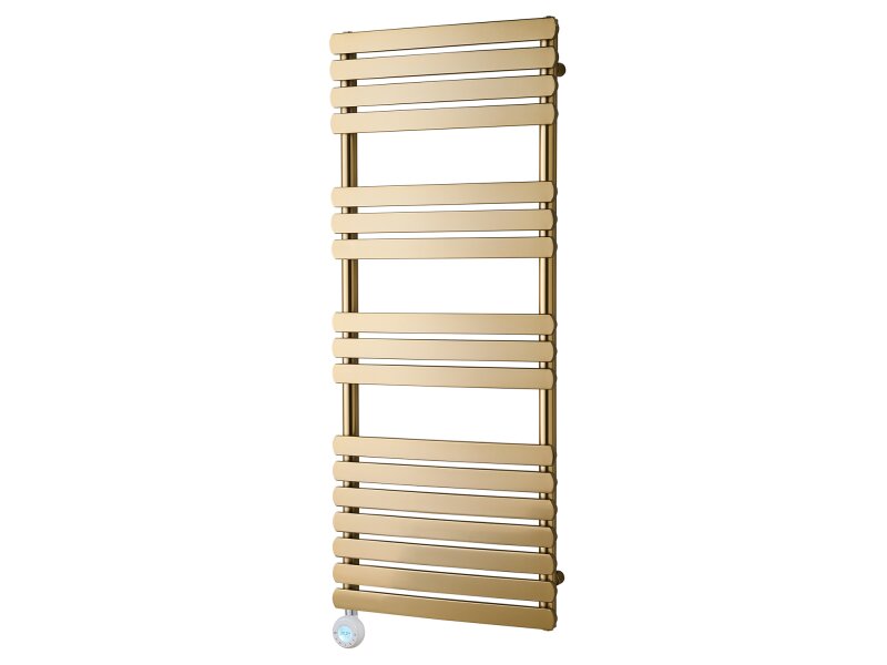 Eden Rovente 1200W Electric Towel Radiator in Brushed Brass with Smart WiFi Control, 1200 x 500mm