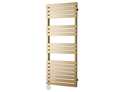 Eden Rovente 1200W Electric Towel Radiator in Brushed Brass with Smart WiFi Control, 1200 x 500mm