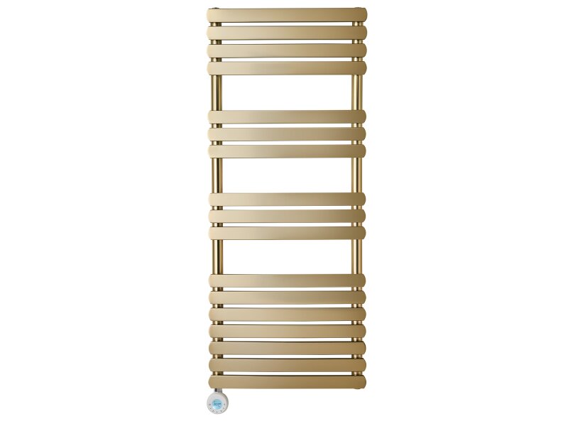 Eden Rovente 1200W Electric Towel Radiator in Brushed Brass with Smart WiFi Control, 1200 x 500mm