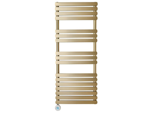 Eden Rovente 1200W Electric Towel Radiator in Brushed Brass with Smart WiFi Control, 1200 x 500mm