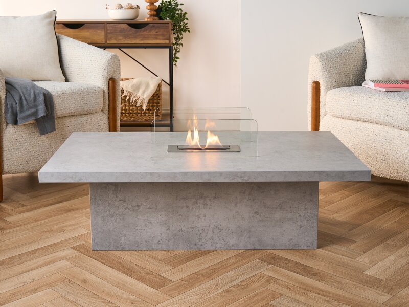Acantha Castellon Bio Ethanol Coffee Table in Concrete Effect