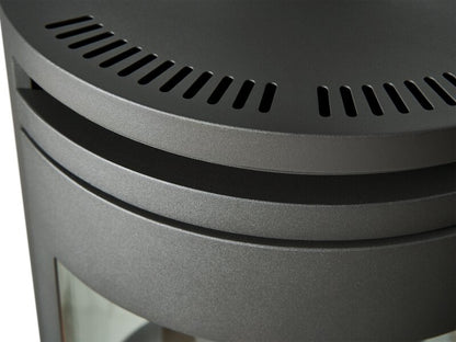 OKO S7 Bio Ethanol Panoramic Stove w Log Storage in Charcoal Grey