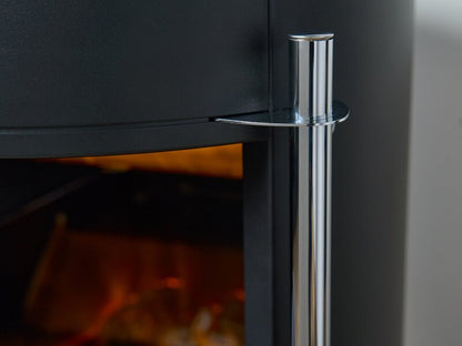 Sureflame Dunston Round Stove with Log Storage in Black