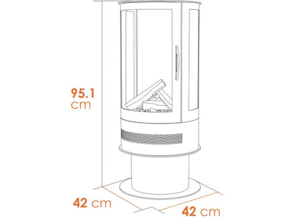 Acantha Orbit Cylinder Electric Stove with Remote in Cream 11382