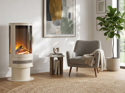 Acantha Orbit Cylinder Electric Stove with Remote in Cream 11382