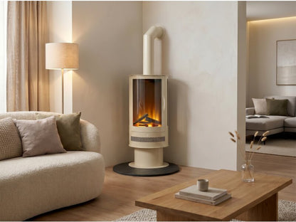 Acantha Tall Angled Decorative Metal Stove Pipe - Cream