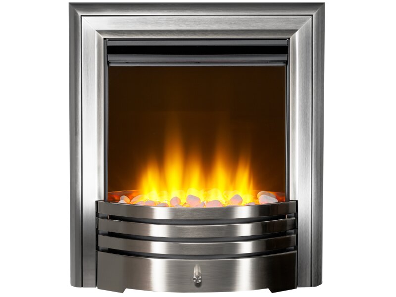 Acantha Amara Coal or Pebbles Electric Fire in Brushed Steel with Remote Control