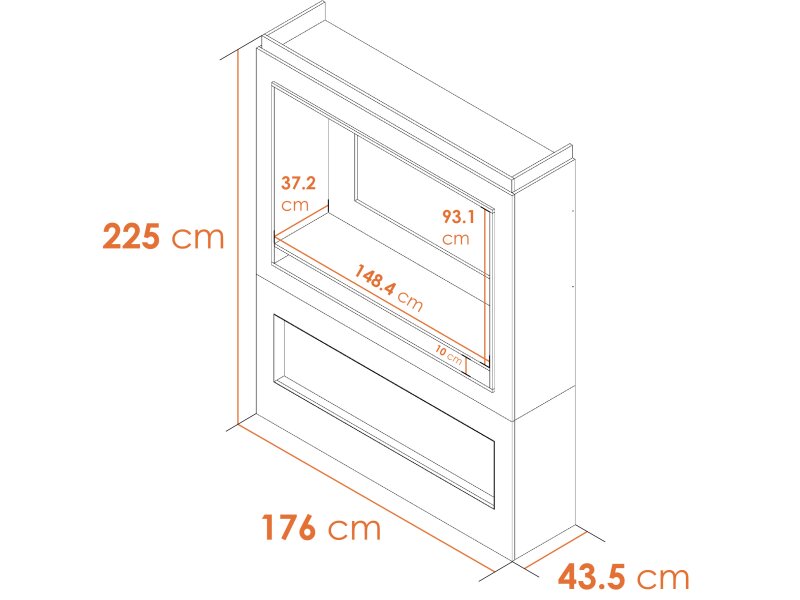 Acantha Athena Pre-Built Concrete Effect Fully Inset Media Wall with TV & Media Recess