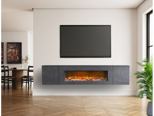 Acantha Orion Electric Floating Media Wall Suite in Slate Effect, 100 Inch