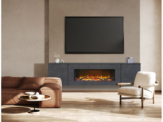 Acantha Orion Electric Floating Media Wall Suite in Slate Effect, 91 Inch