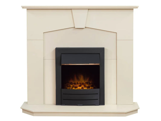 Adam Abbey Fireplace Suite Stone Effect w Colorado Electric Fire in Black, 48 Inch (ASSEMBLED)