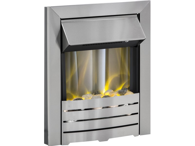 Adam Helios Remote Control Electric Fire in Brushed Steel
