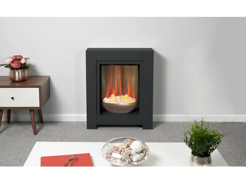 Adam Monet Fireplace Suite in Black with Electric Fire, 23 Inch