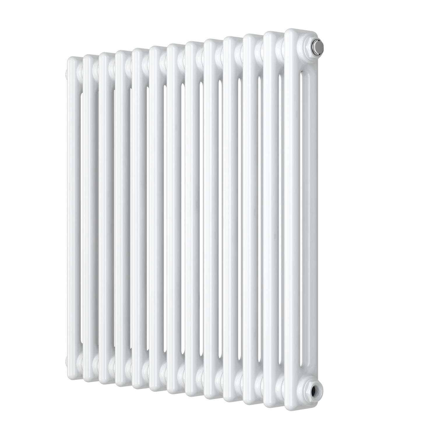White Horizontal 2 Column Traditional Radiator 600 x 605mm - Nambi