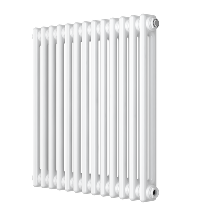 White Horizontal 2 Column Traditional Radiator 600 x 605mm - Nambi