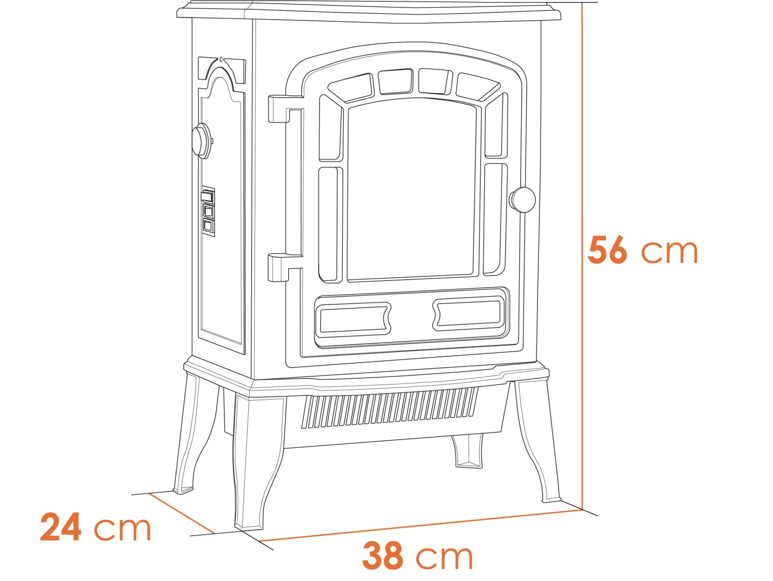 Sureflame Ripon electric Stove Dimensions