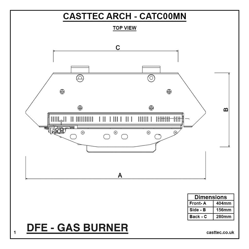 Casttec Gas Arch Inset Tray 18" Fireplace Opening - CATC00MN