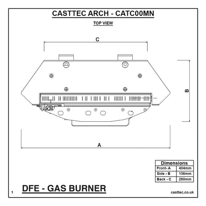 Casttec Gas Arch Inset Tray 18" Fireplace Opening - CATC00MN