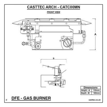 Casttec Gas Arch Inset Tray 18" Fireplace Opening - CATC00MN
