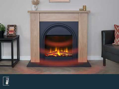 Adam Burlington Electric Fireplace Suite in Oak & Charcoal Grey, 44 Inch