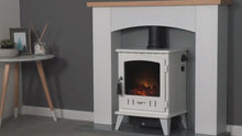 Load and play video in Gallery viewer, Adam Rotherham Stove Suite Stone Effect + Aviemore Electric Stove Black Enamel 48&quot;
