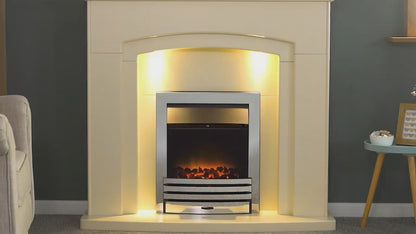 Adam Dakota Fireplace Pure White & Grey + Eclipse Electric Fire Chrome, 39"