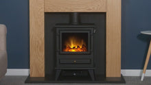 Load and play video in Gallery viewer, Adam Rotherham Stove Suite Stone Effect + Hudson Electric Stove Black, 48&quot;
