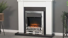 Load and play video in Gallery viewer, Adam Sutton Fireplace Cream &amp; Black/Cream + Blenheim Electric Fire Chrome, 43&quot;
