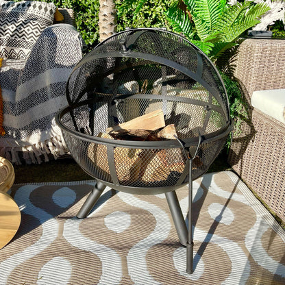 The Ebo Fire Bowl Olive & Sage Black Firebowl Fire Pit Patio Heater RRP £235